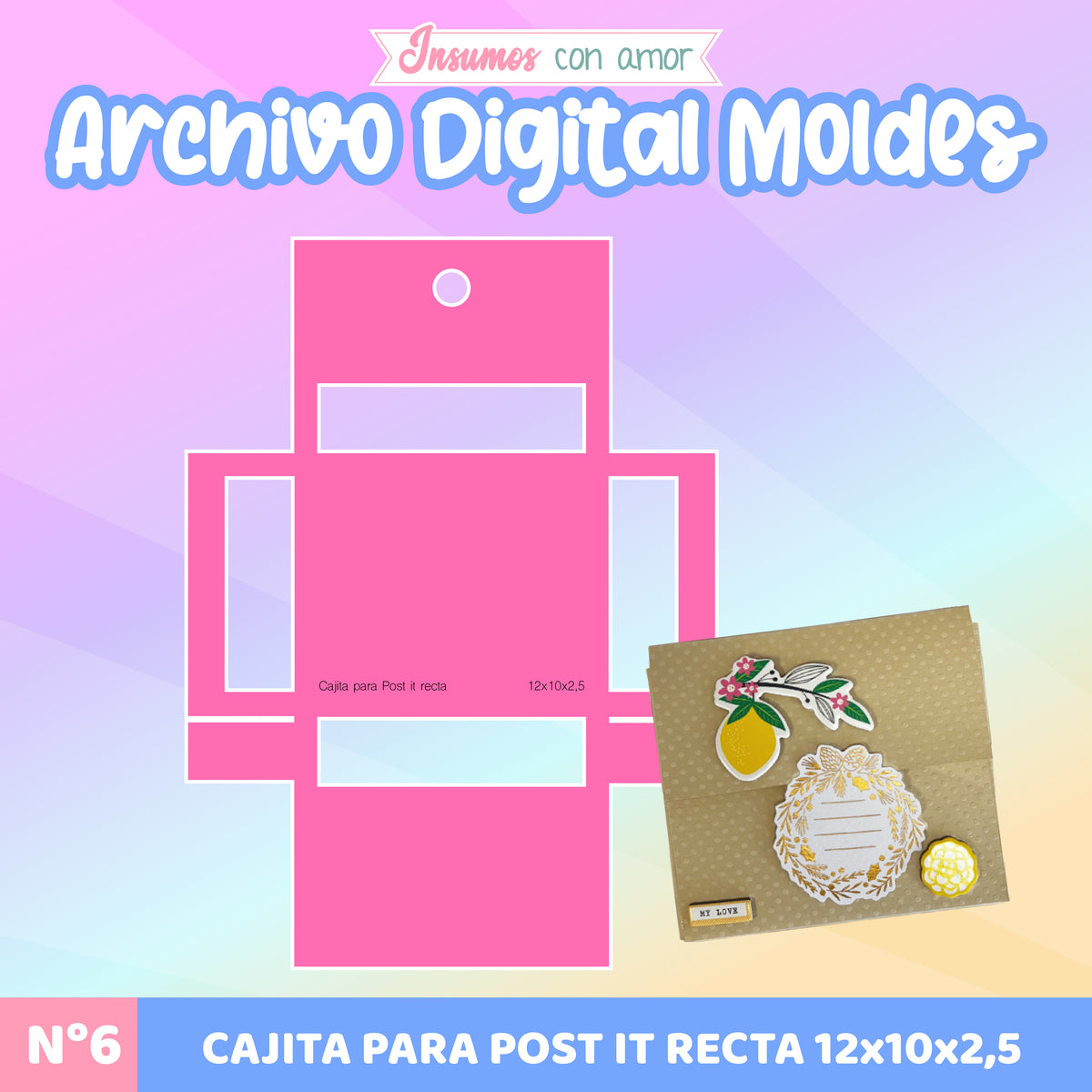 6.- MOLDE: PLANTILLA CAJITA PARA POST IT RECTA - ARCHIVO DIGITAL ...