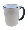 TAZÓN SUBLIMABLE BLANCO BORDE Y ASA NEGRA 15 oz