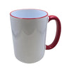 TAZÓN SUBLIMABLE BLANCO BORDE Y ASA ROJA 15 oz