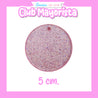 50 UNIDADES CÍRCULO 5 CM PARA LLAVERO ROSADO GLITTER - CLUB MAYORISTA